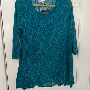 NEW W/TAGS/Attitudes by Renee Teal Textured Tunic